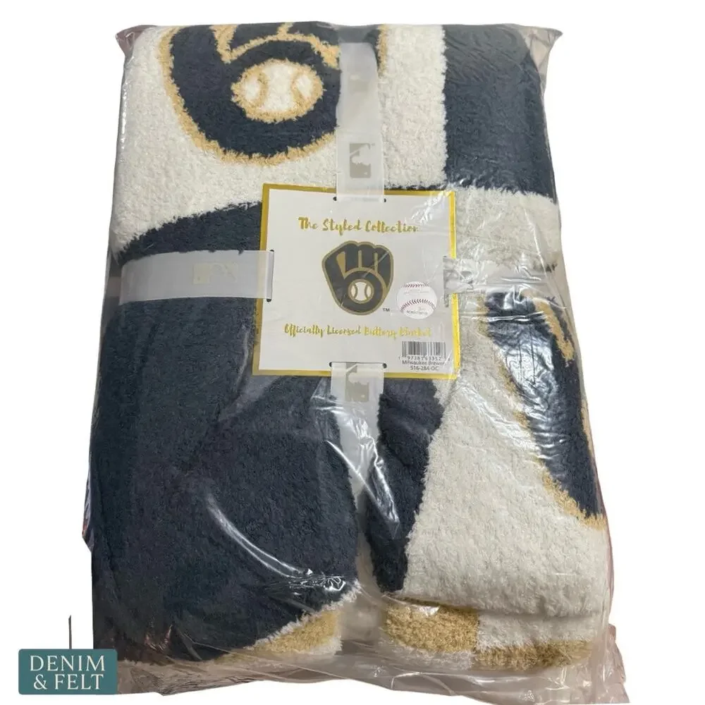 NEW‎ Milwaukee Brewers Buttery Blanket Ombre Check 50x70 MLB Soft Plush Throw